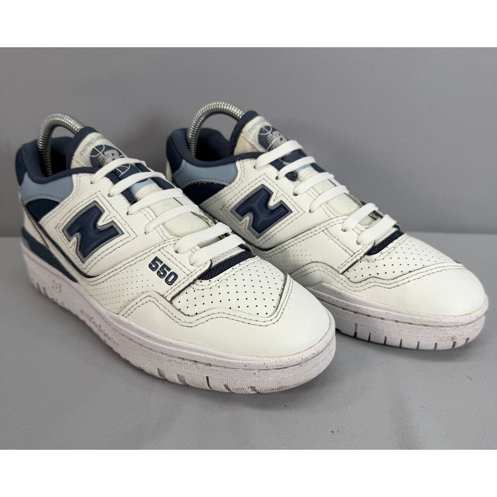 New Balance 550 White Navy Sneakers Women's 7 Men's 5.5 Retro Basketball